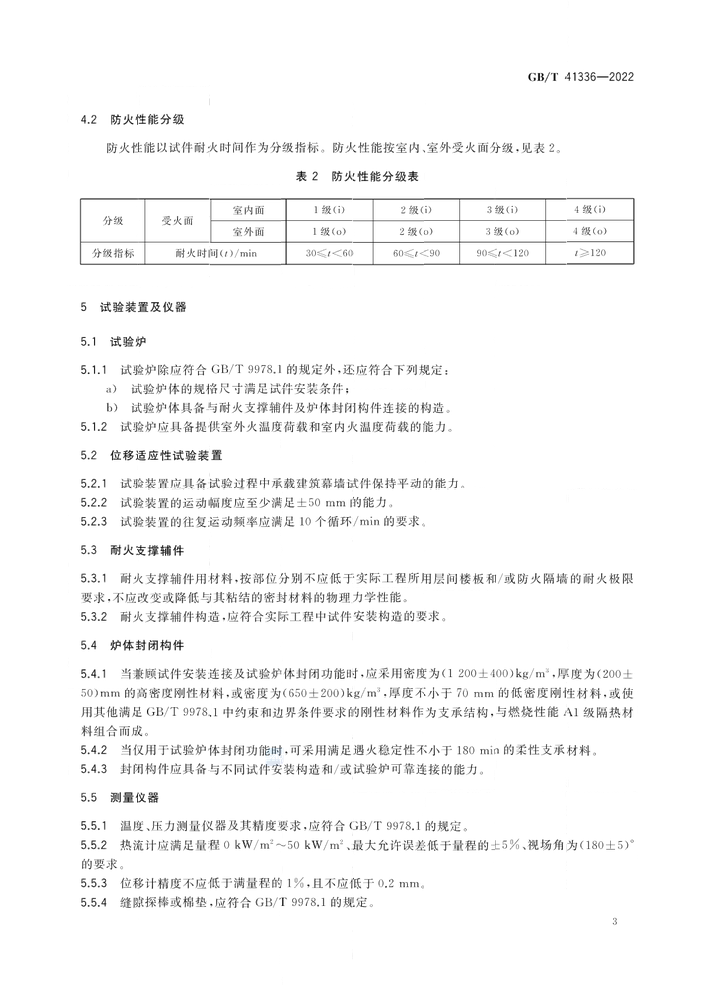 GB/T 41336-2022《建筑幕墻防火性能分級(jí)及試驗(yàn)方法》全文公開