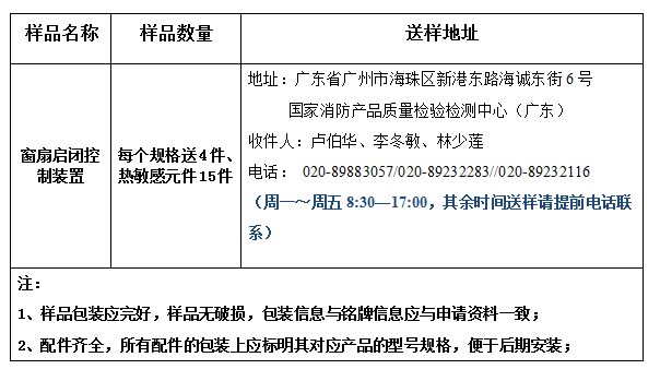 窗扇啟閉控制裝置型式試驗業(yè)務(wù)辦理指南(廣東所)