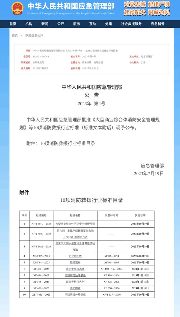 超細(xì)干粉滅火劑等10項消防救援行業(yè)標(biāo)準(zhǔn)正式發(fā)布
